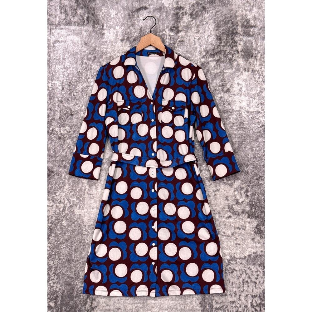 J McLaughlin Shirt Dress Medium Womens Catalina Cloth Print 3/4 Sleeve